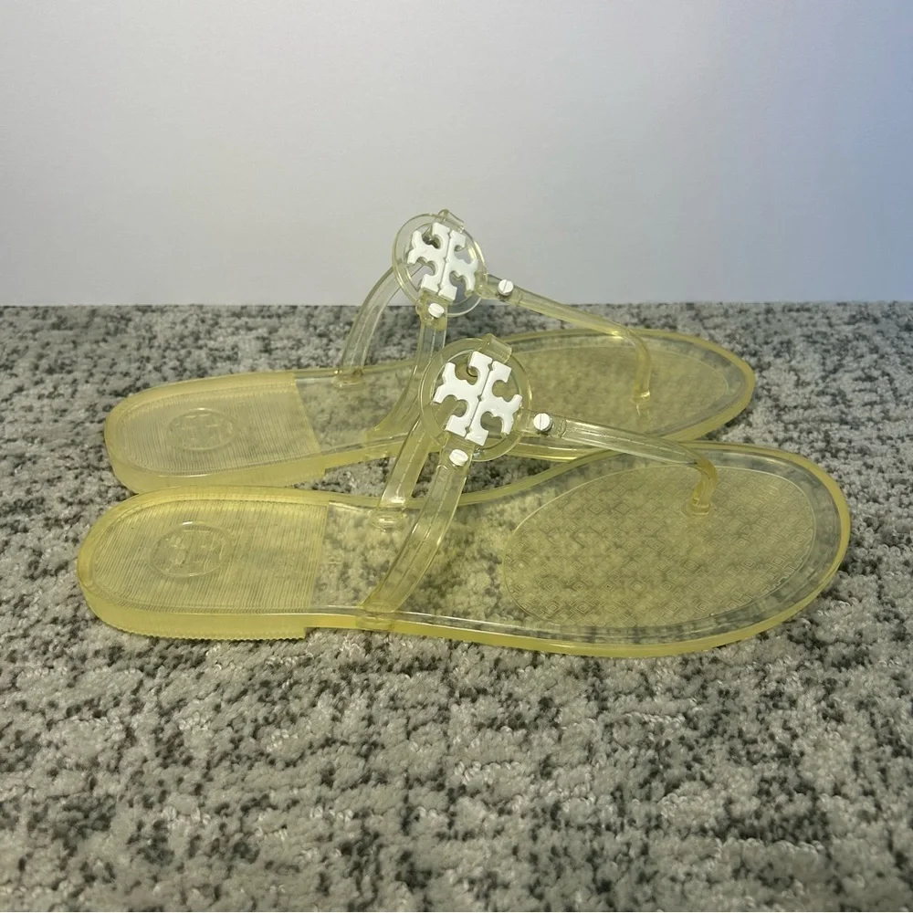 Tory Burch Yellow Mini Miller Flat Jelly Thong Sandals Size 8